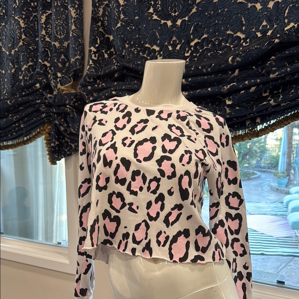 Leopard Print Long Sleeve sweatshirt by Wildfox - Pink and Black